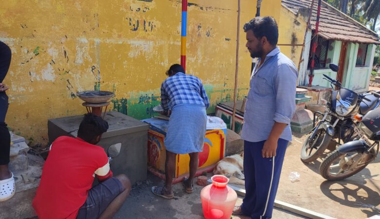 BJP flagpole installation work